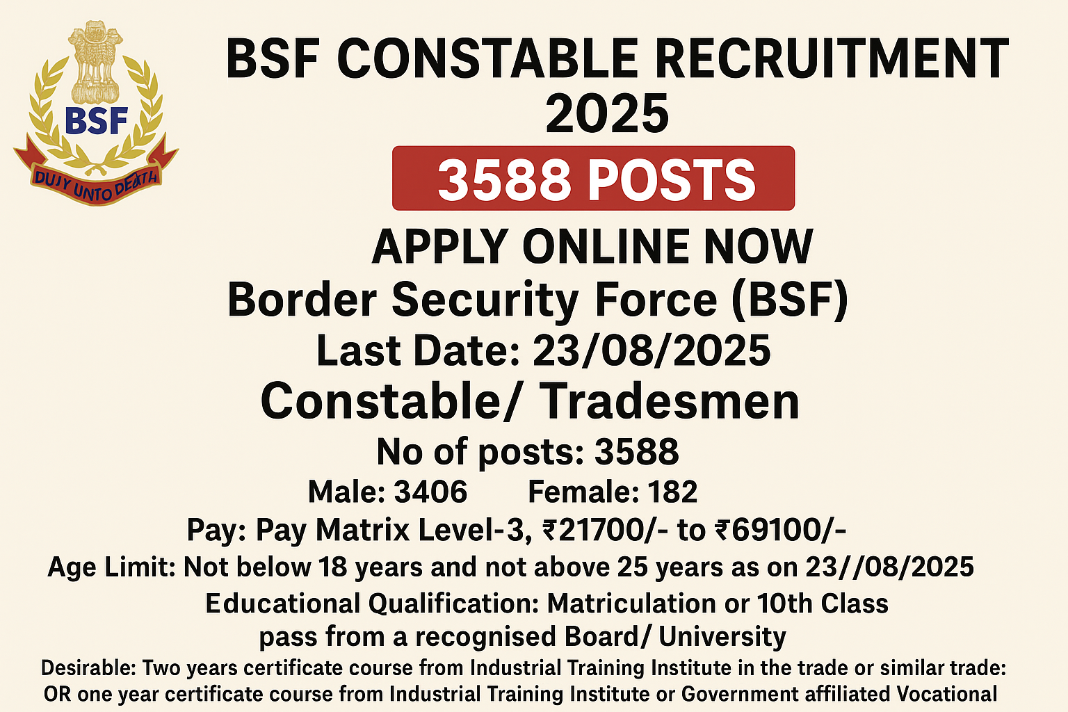 BSF Constable Recruitment 2025